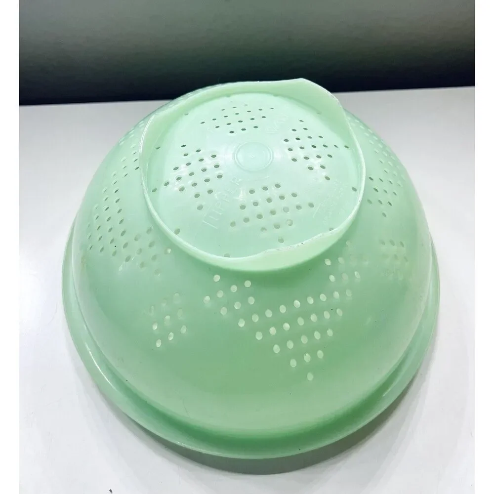 Vintage‎ Tupperware Jadeite Green Colander Strainer Bowl #339 Star Pattern 10